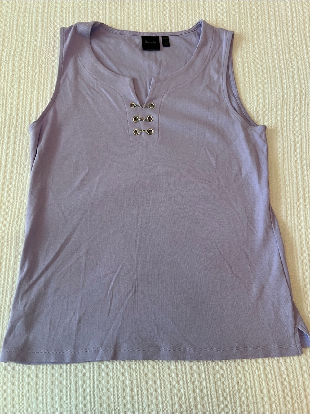Rafaella Lavender Eyelet-Accent Sleeveless Tank